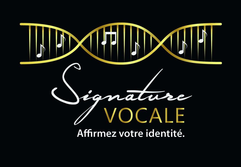 Logo Signature Vocale fond noir. Affirmez votre identité vocale.